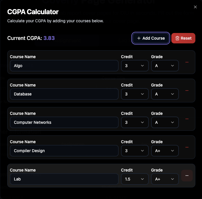 CGPA Calculator Grade Tracker